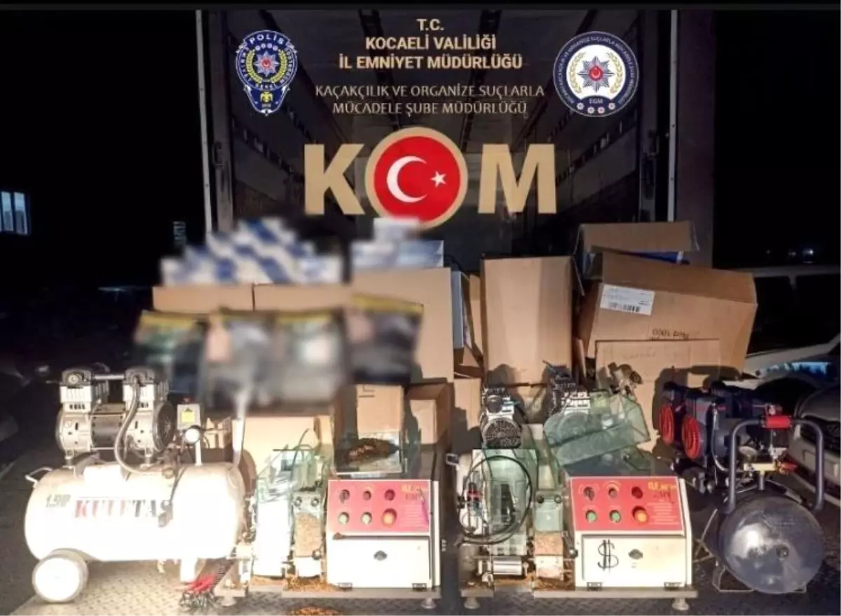 Kocaeli'de yapılan operasyonda 205 bin 250 adet dolu ve boş makaron ele geçirildi