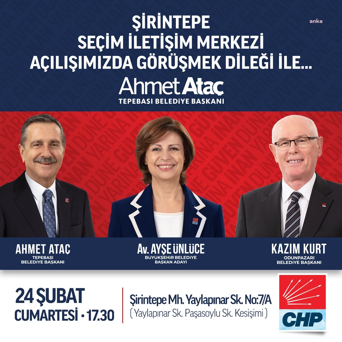 Tepebaşı Belediye Başkanı Ahmet Ataç, Şirintepe Seçim İletişim Merkezi\'nin açılışını yapacak
