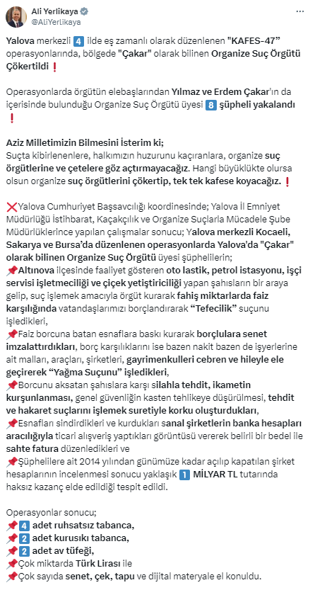 4 ilde eş zamanlı operasyon! 'Çakar' isimli organize suç örgütü çökertildi, elebaşları dahil 8 kişi yakalandı