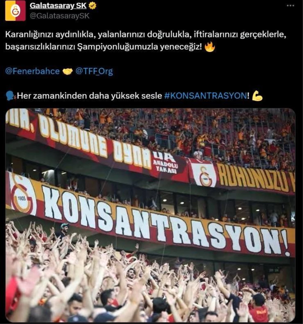 Galatasaray\'tan Fenerbahçe\'ye Yanıt: Karanlığınızı Aydınlıkla Yeneceğiz