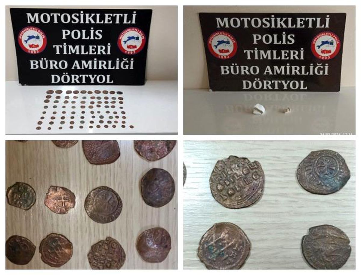 Hatay\'da tarihi eser kaçakçılığı operasyonunda 81 adet sikke ele geçirildi