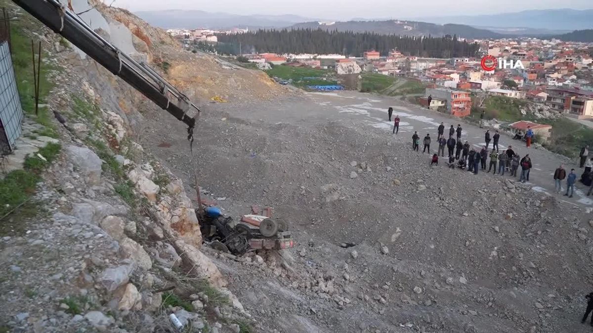 Traktör 20 metrelik şarampole yuvarlandı, sürücüsü öldü