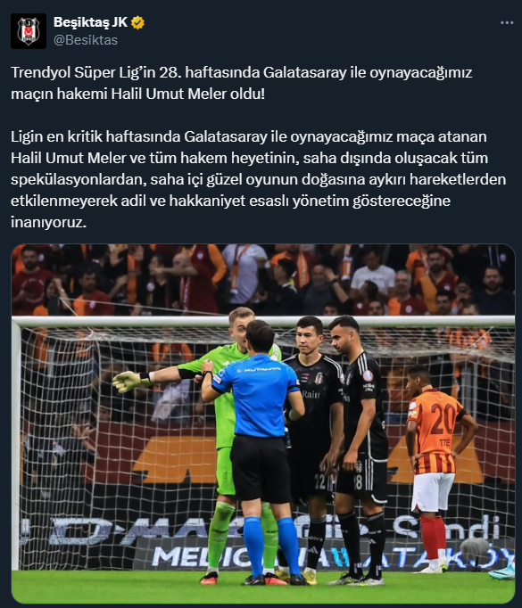 Beşiktaş'tan derbi hakemi açıklaması