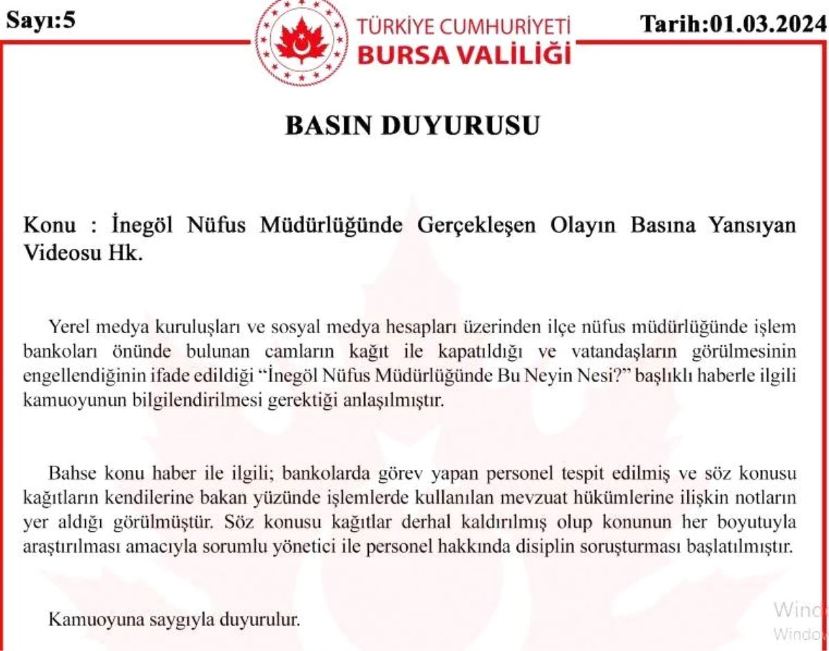 Gişeye kağıt asan nüfus memurları hakkında soruşturma başlatıldı