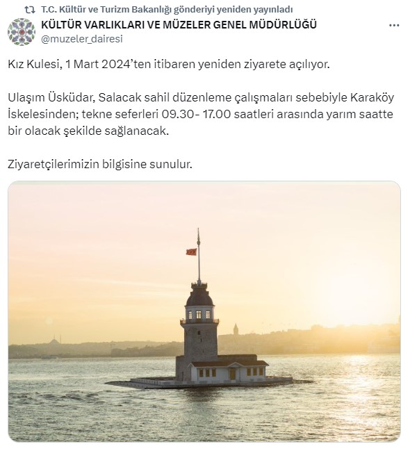 İstanbul'un simgesi Kız Kulesi yeniden ziyarete açıldı
