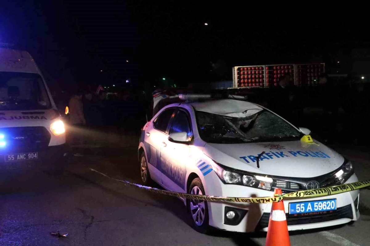 Samsun\'un Havza ilçesinde trafik polisi çarpan otomobilin etkisiyle şehit oldu
