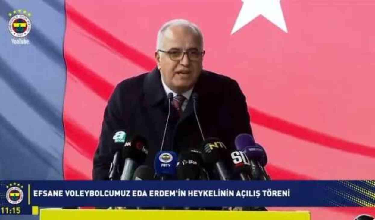 Eda Erdem'in heykel açılışında konuşan Federasyon Başkanı Üstündağ'dan olay gaf! Ali Koç şaşkınlığı yüzüne yansıdı