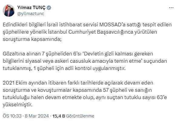 Mossad'a bilgi sızdırmakla suçlanan 7 şüpheliden 6'sı tutuklandı