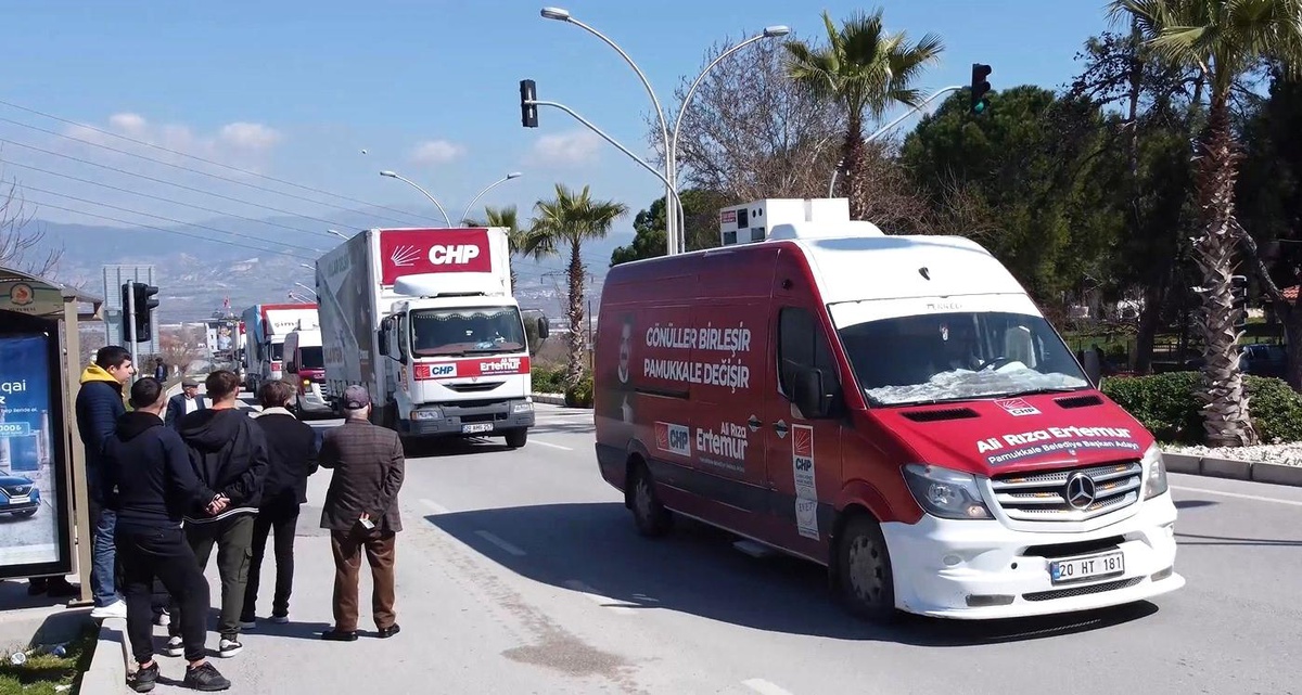 CHP Pamukkale Belediye Başkan Adayı Ali Rıza Ertemur Projelerini Tırlara Afiş Olarak Asarak Tanıttı