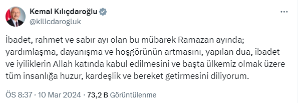 Kılıçdaroğlu'ndan Ramazan ayı mesajı