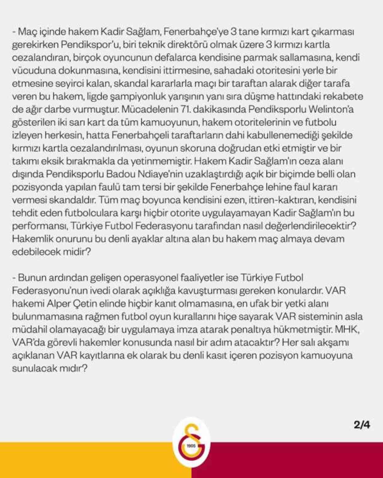 Fenerbahçe maçından örnekler veren Galatasaray, TFF'yi fena bombaladı: Ya hesap verin ya da bırakın