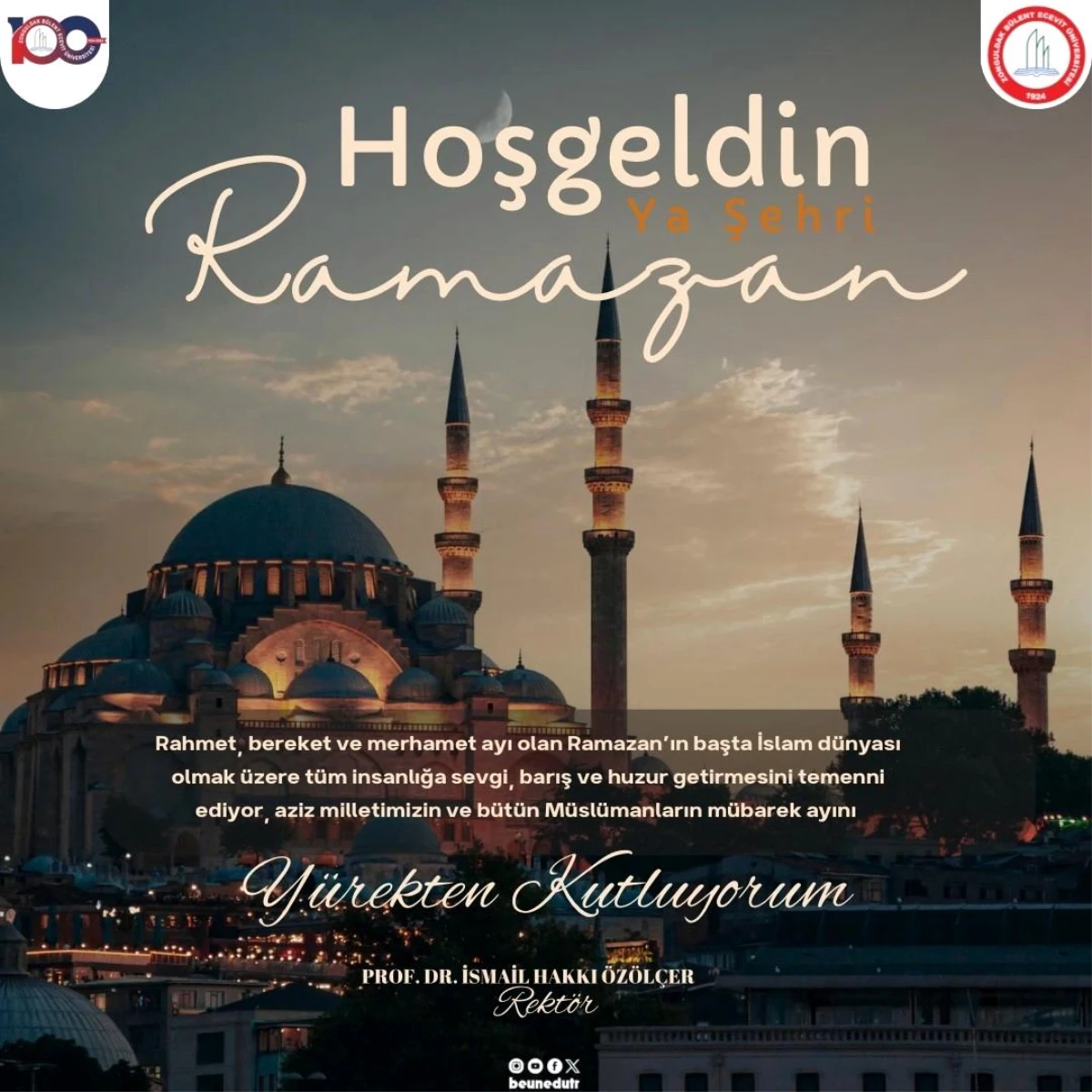 Zonguldak Bülent Ecevit Üniversitesi Rektörü Ramazan Ayı Mesajı Yayımladı
