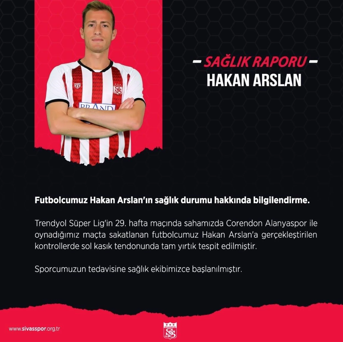 Sivasspor Orta Saha Oyuncusu Hakan Arslan\'ın Sakatlığı