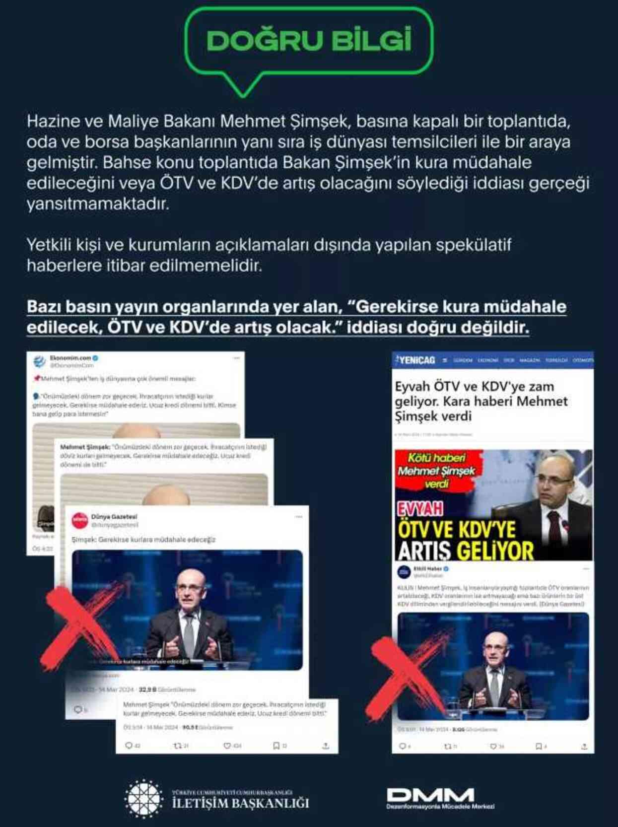 Bakan Şimşek'in ağzından verilen 'ÖTV ve KDV'de artış olacak' iddiası asılsız çıktı