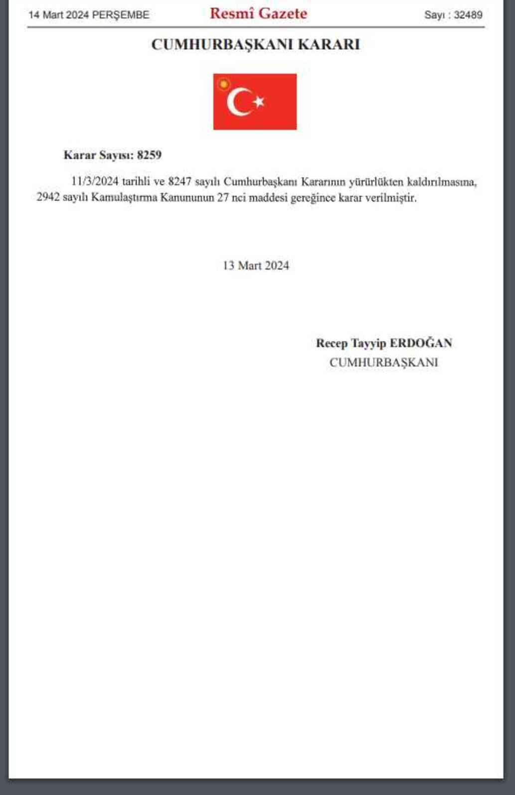 Cumhurbaşkanı Erdoğan, Akbelen'deki araziler kamulaştırma kararını iptal etti