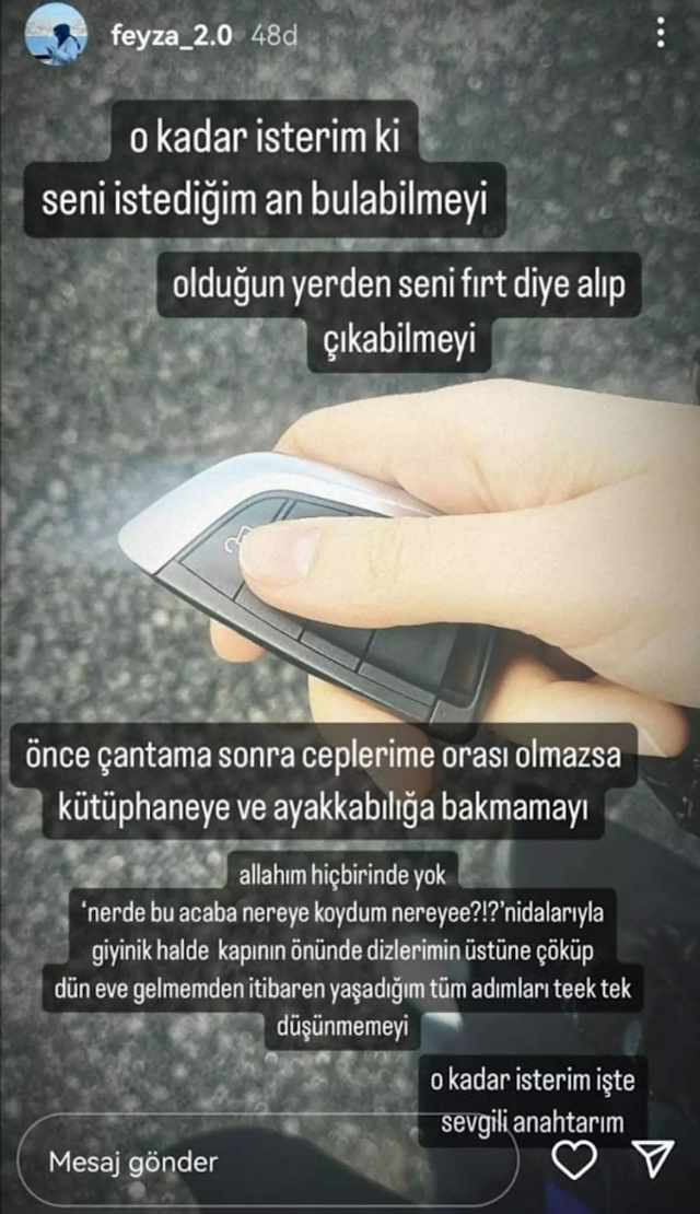 Ali Erbaş'ın kızı, arabasının anahtarına şiir yazdı