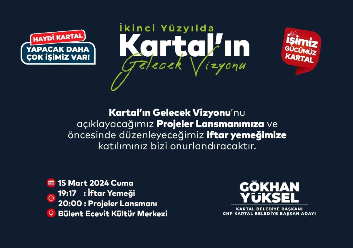 Kartal Belediye Başkanı Gökhan Yüksel, projelerini tanıtacak