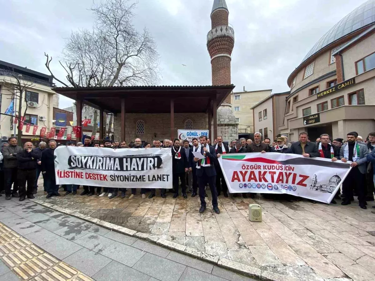 Yalova\'da İsrail\'in Gazze Şeridi\'ne yönelik saldırıları protesto edildi