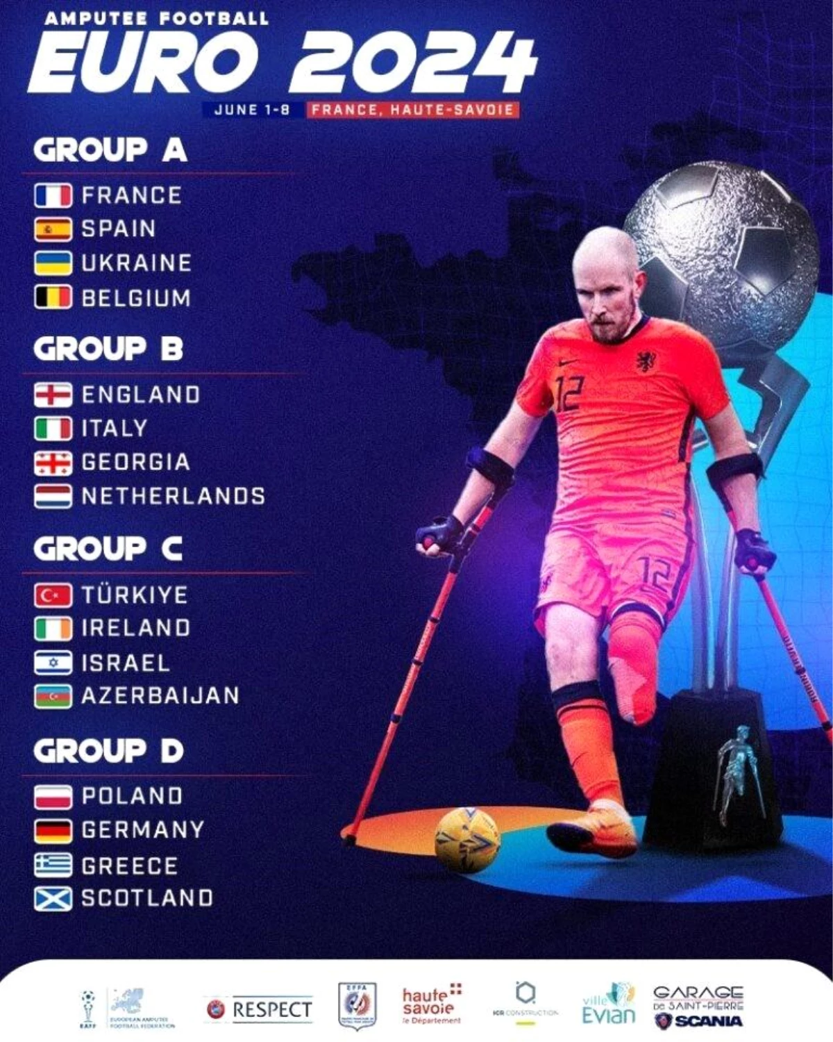 Ampute Futbol Milli Takımı Avrupa Şampiyonası\'nda İrlanda, Azerbaycan ve İsrail ile eşleşti
