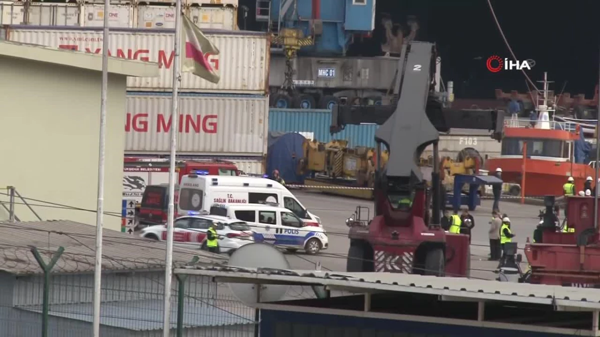 Kocaeli\'de uluslararası limanda 3 yükleme vinci devrildi