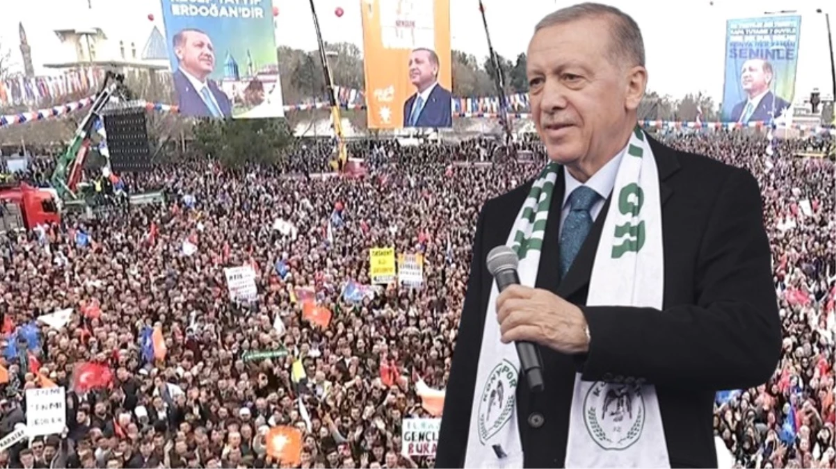 Cumhurbaşkanı Erdoğan\'dan Konya\'da gövde gösterisi! Seçim mitingine 110 bin kişi katıldı