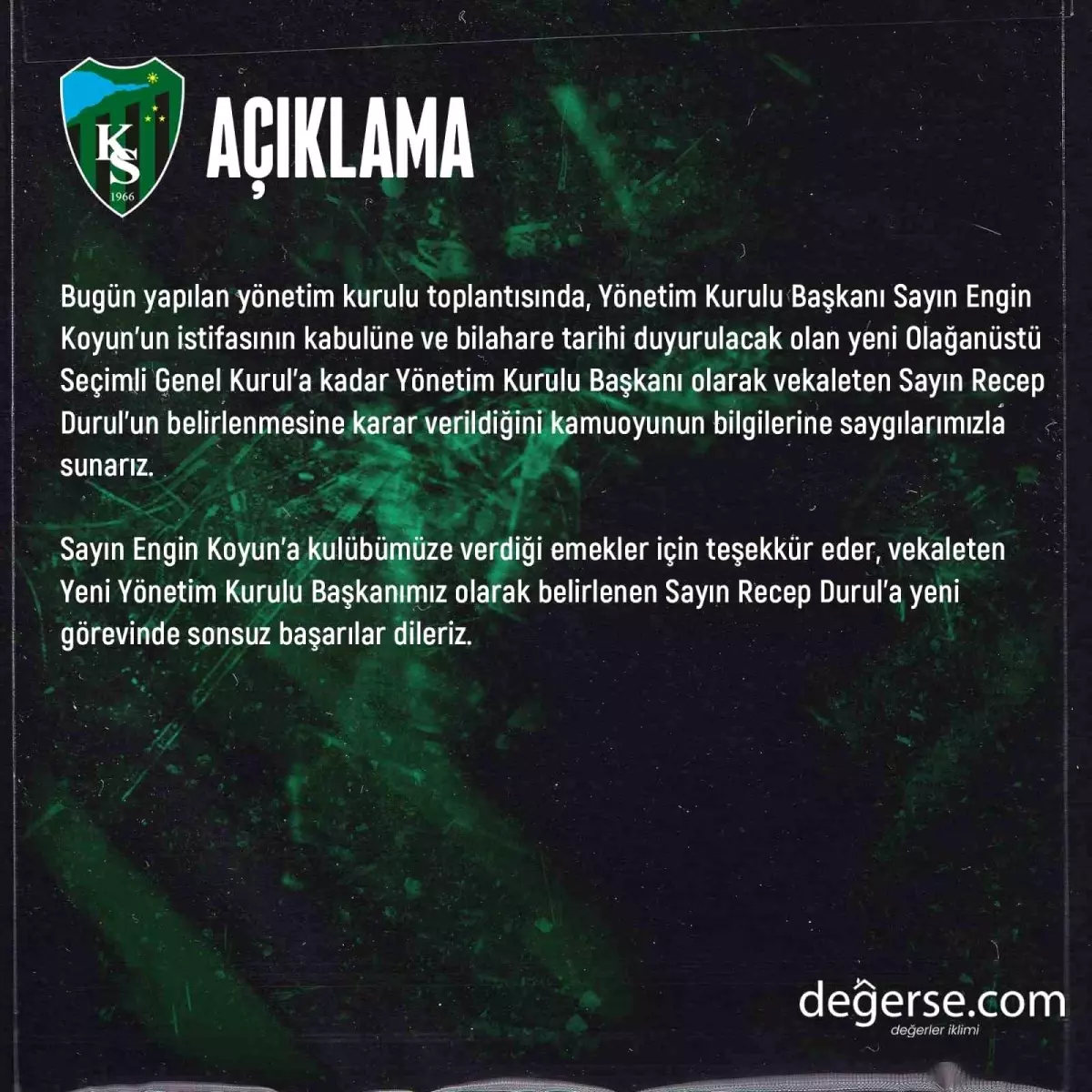 Kocaelispor Başkanı Engin Koyun Görevi Bıraktı