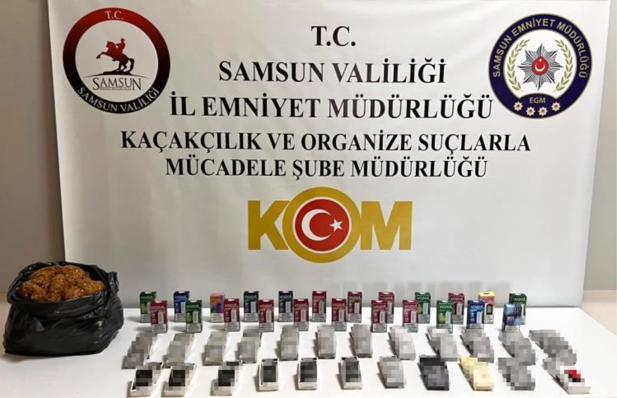 Samsun\'da Polis Operasyonunda Gümrük Kaçağı Elektronik Sigara ve Makaron ile Kıyılmış Tütün Ele Geçirildi