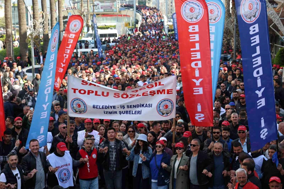 İzmir Büyükşehir Belediyesi\'nde 6 bin işçi eyleme çıktı