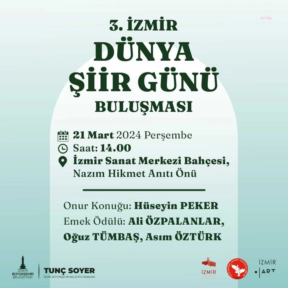 İzmir Büyükşehir Belediyesi 3. Dünya Şiir Günü Buluşması düzenliyor