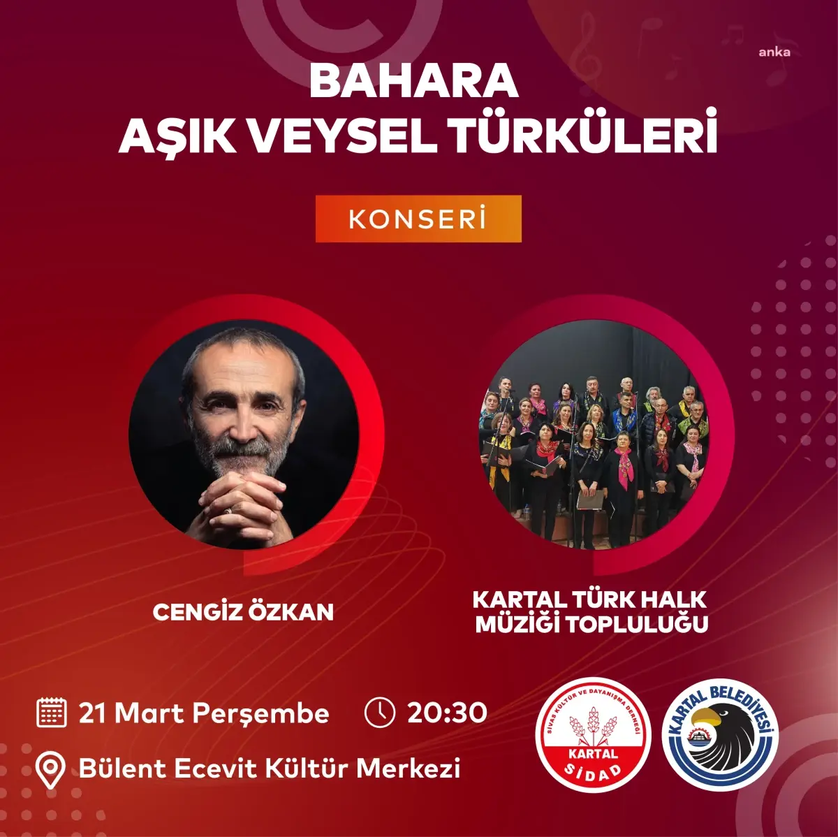 Aşık Veysel Türküleri Konseri Kartal\'da Düzenlenecek