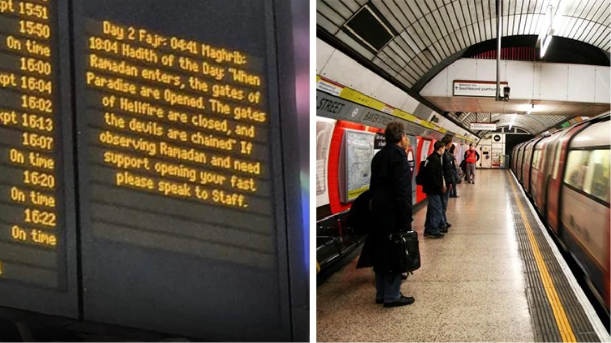 Londra tren istasyonundaki panolarda Ramazan ayına özel \'Günün Hadisi\' yayınlandı
