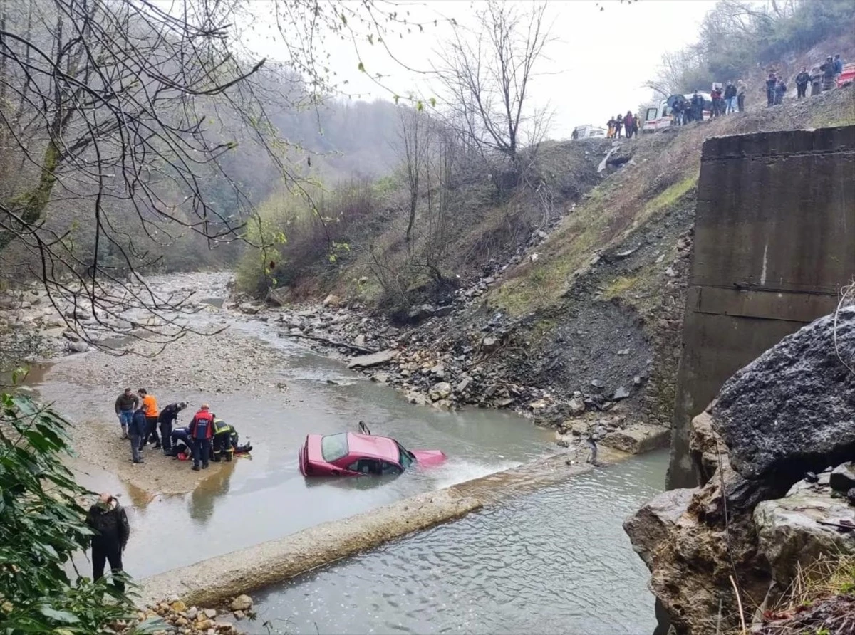 Zonguldak\'ta Otomobil Dereye Devrildi: Sürücü Yaralandı