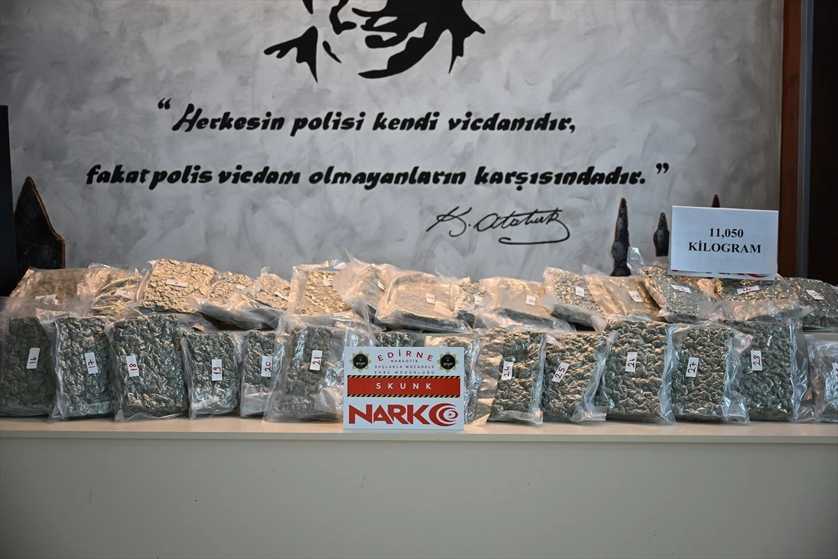 Edirne\'de 11 Kilo 50 Gram Skunk Ele Geçirildi