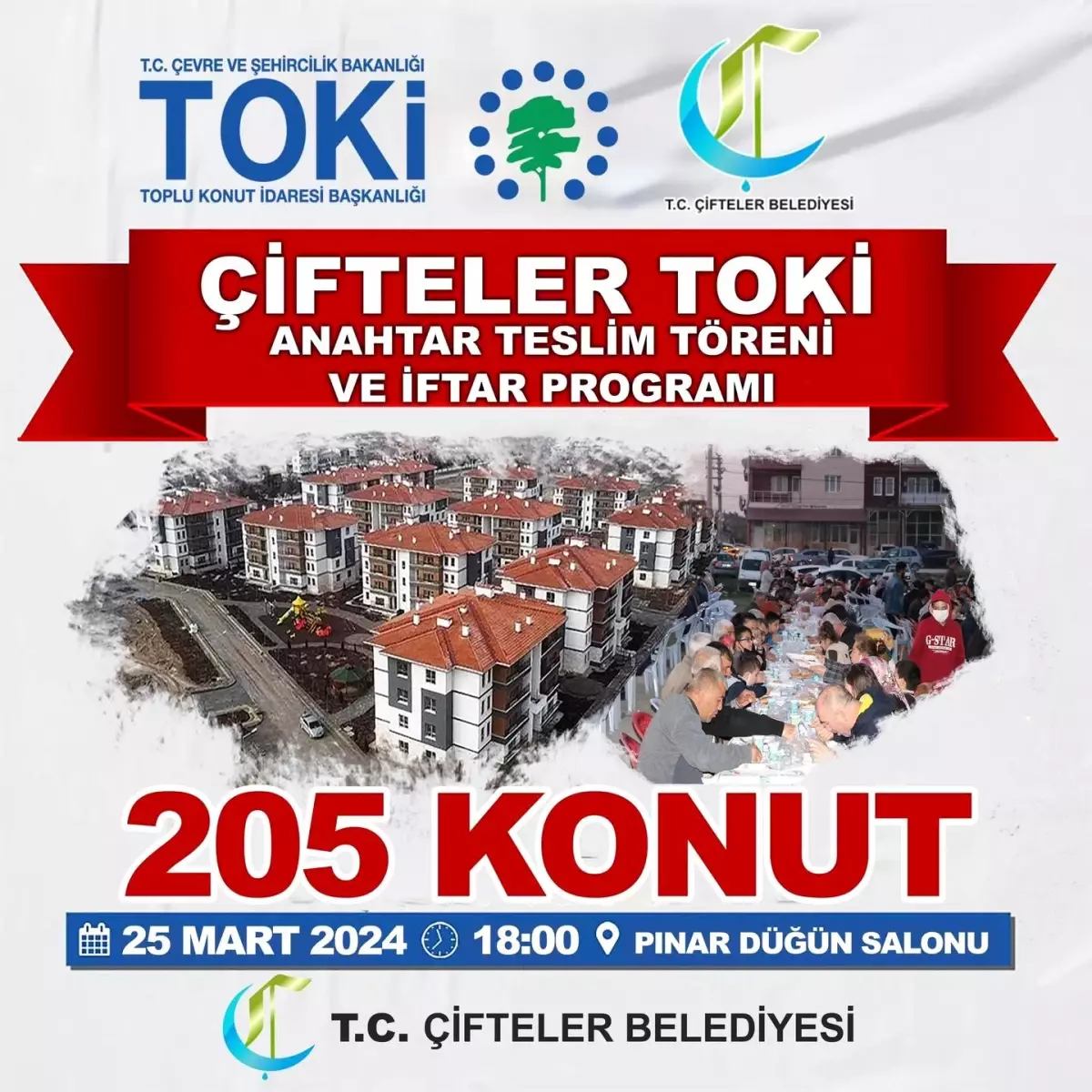 Çifteler İlçesi\'nde TOKİ Konutlarının Anahtar Teslim Töreni ve İftar Programı Düzenlenecek