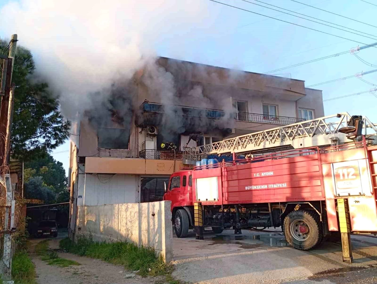 Aydın\'ın İncirliova ilçesinde çıkan yangında iki kişi dumandan etkilendi