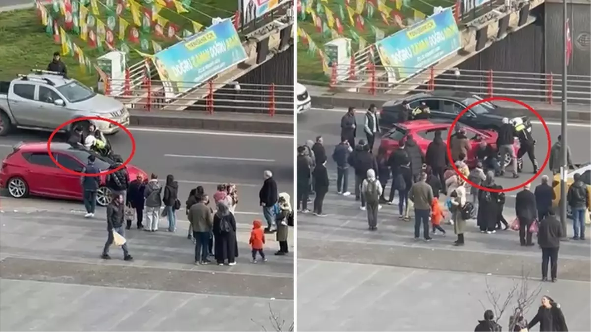 Tart��t��� polislerin �zerine otomobil s�r�p, bir ki�iye �arparak ka�t�