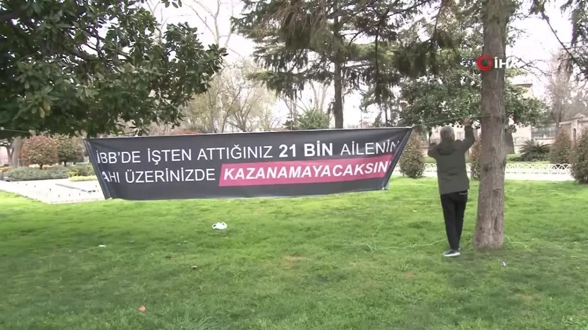 İBB tarafından tazminatları ödenmeden işten çıkarılan işçiler eylem yaptı