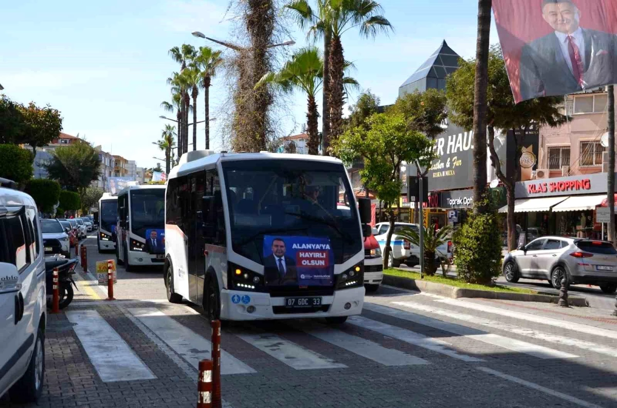 Antalya Büyükşehir Belediyesi Alanya\'da Toplu Taşıma Araçlarıyla Hizmet Vermeye Başladı