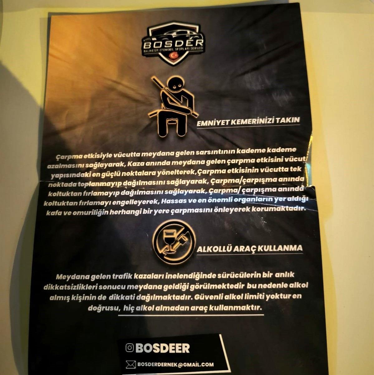 Balıkesir\'de trafik ekipleri ve BOSDER sürücülere bilinçlendirme çalışması yaptı