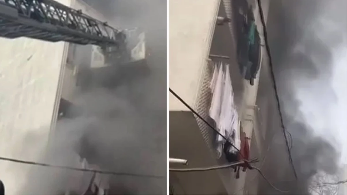 Esenyurt\'ta 5 Katlı Binada Yangın: 2 Kişi İtfaiye Merdiveniyle Kurtarıldı