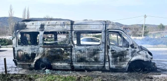 Denizli'de minibüs yangını