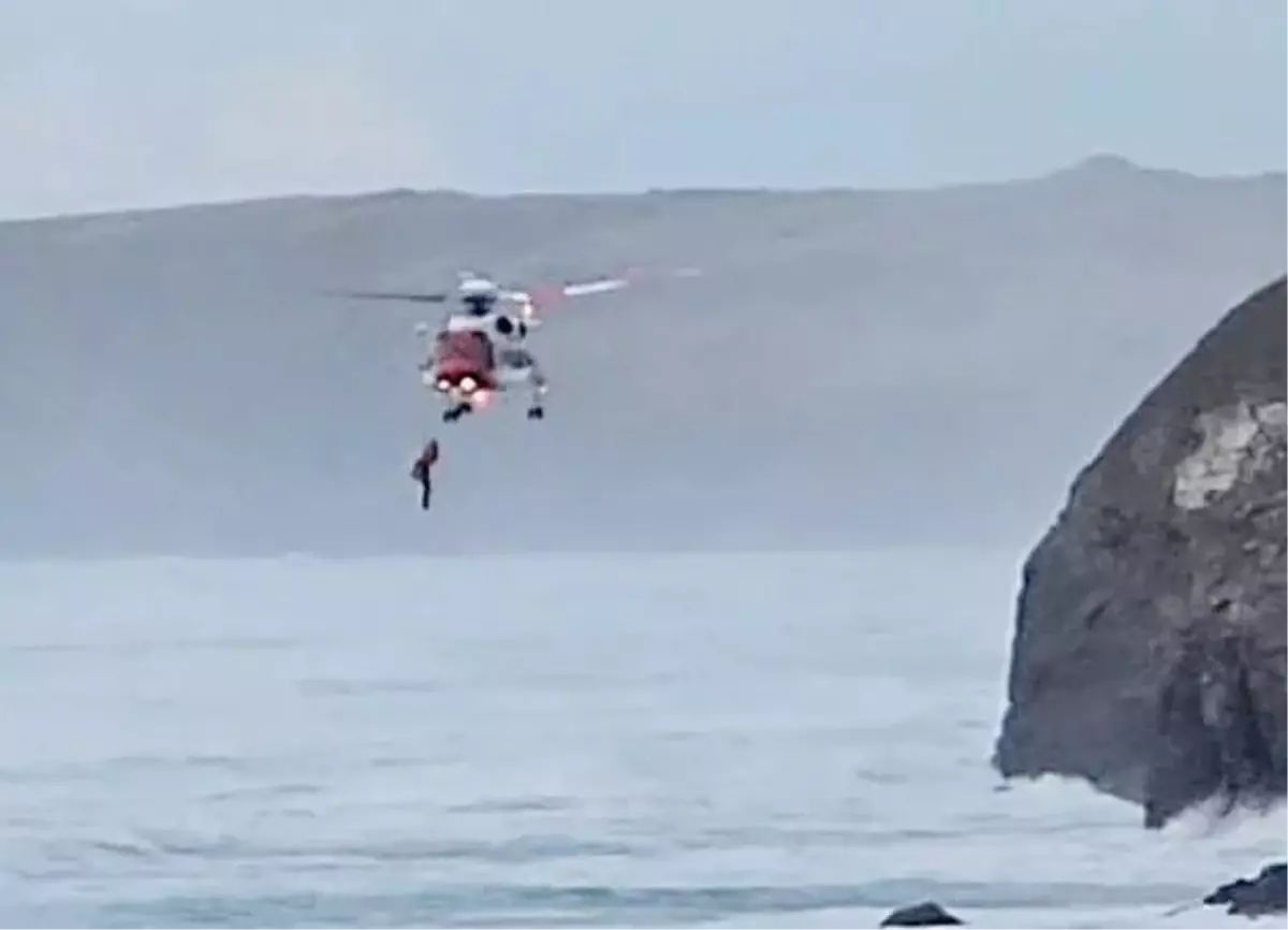 İngiltere'de kurtarma ekipleri, kayalıklarda mahsur kalan adamı kurtardı köpeğini ölüme terk etti