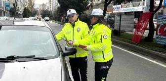 Samsun'da Polis Ekipleri Trafik Bilgilendirme Çalışması Yaptı