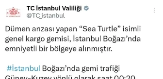 İstanbul Boğazı'nda 'Sea Turtle' isimli kargo gemisi emniyetli bölgeye alındı