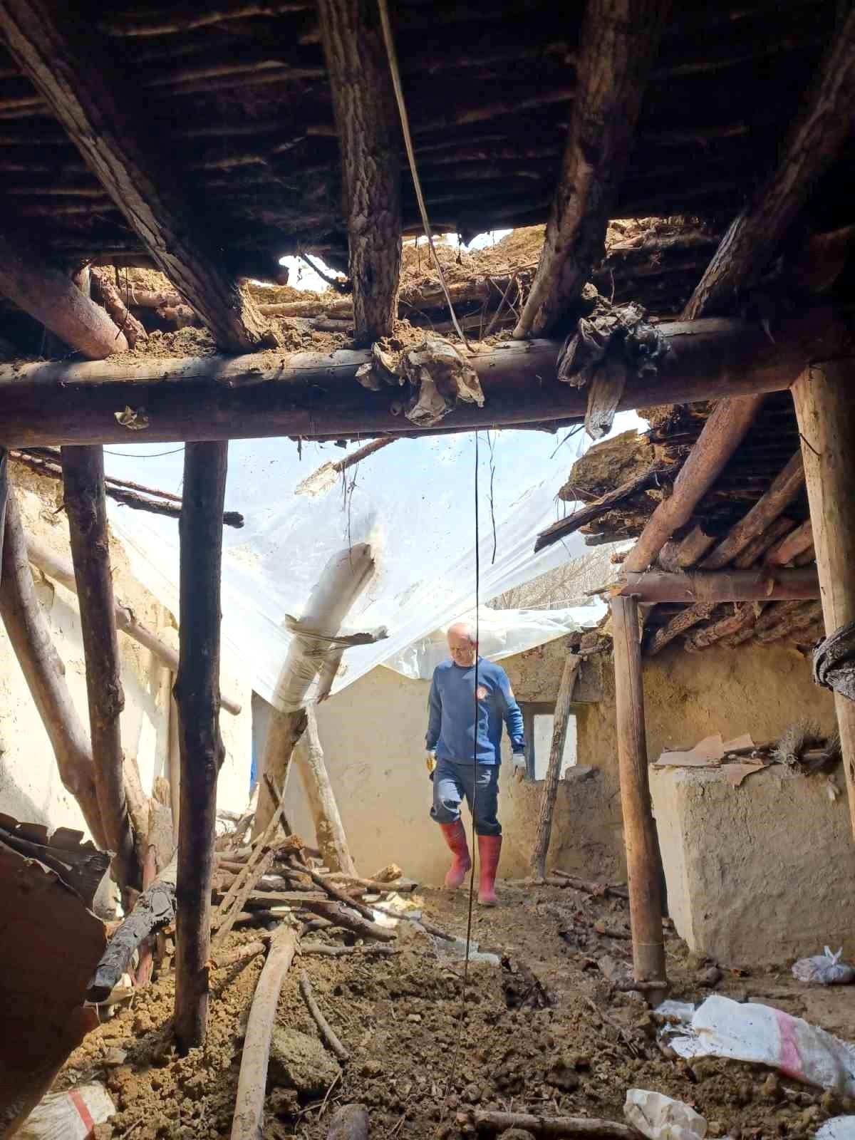Kahramanmaraş\'ta ahırın yıkılması sonucu mahsur kalan inek kurtarıldı