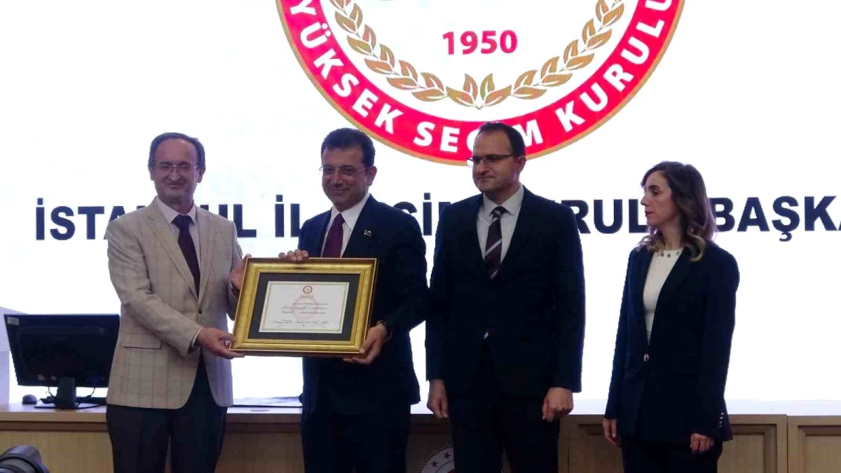 İmamoğlu İstanbul Büyükşehir Belediye Başkanlığı mazbatasını teslim aldı