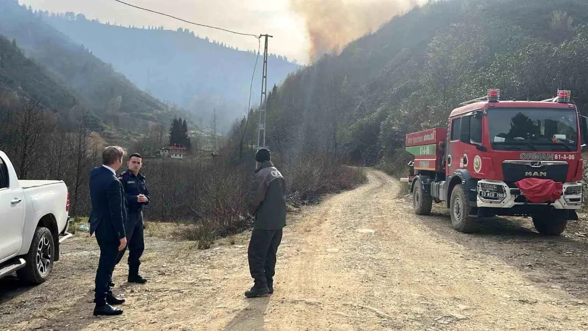 Rize\'nin Güneysu ilçesinde anız yangını çıktı