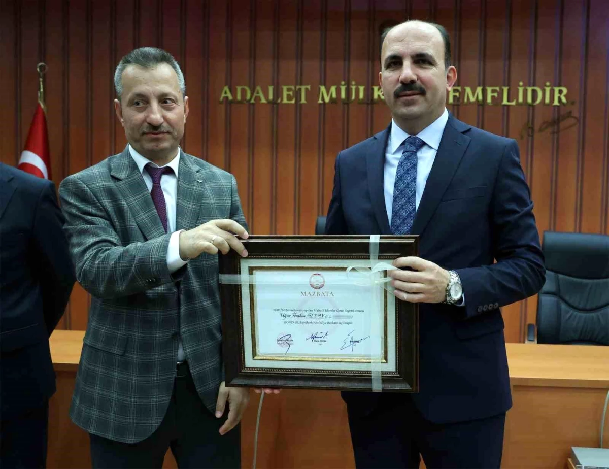 Konya Belediye Başkanı Uğur İbrahim Altay Mazbatasını Aldı