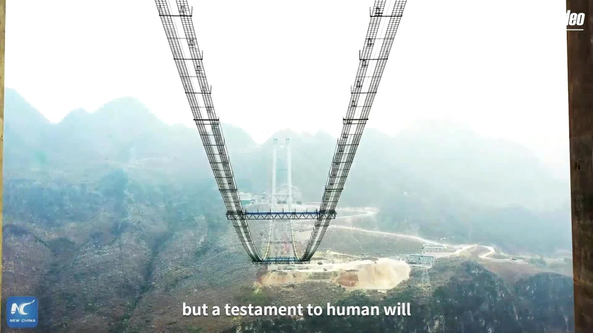 Dünyanın en yüksek köprüsü inşaatı: Huajiang Büyük Kanyon Köprüsü