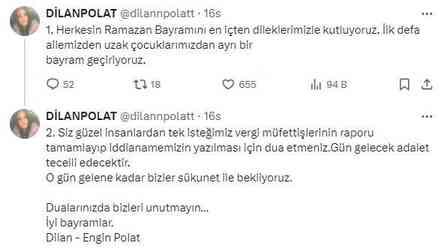 Tutuklu Engin ve Dilan Polat çiftinden bayram mesajı: İddianamenin hazırlanması için dua edin Tutuklu Engin ve Dilan Polat çiftinden bayram mesajı: İddianamenin hazırlanması için dua edin